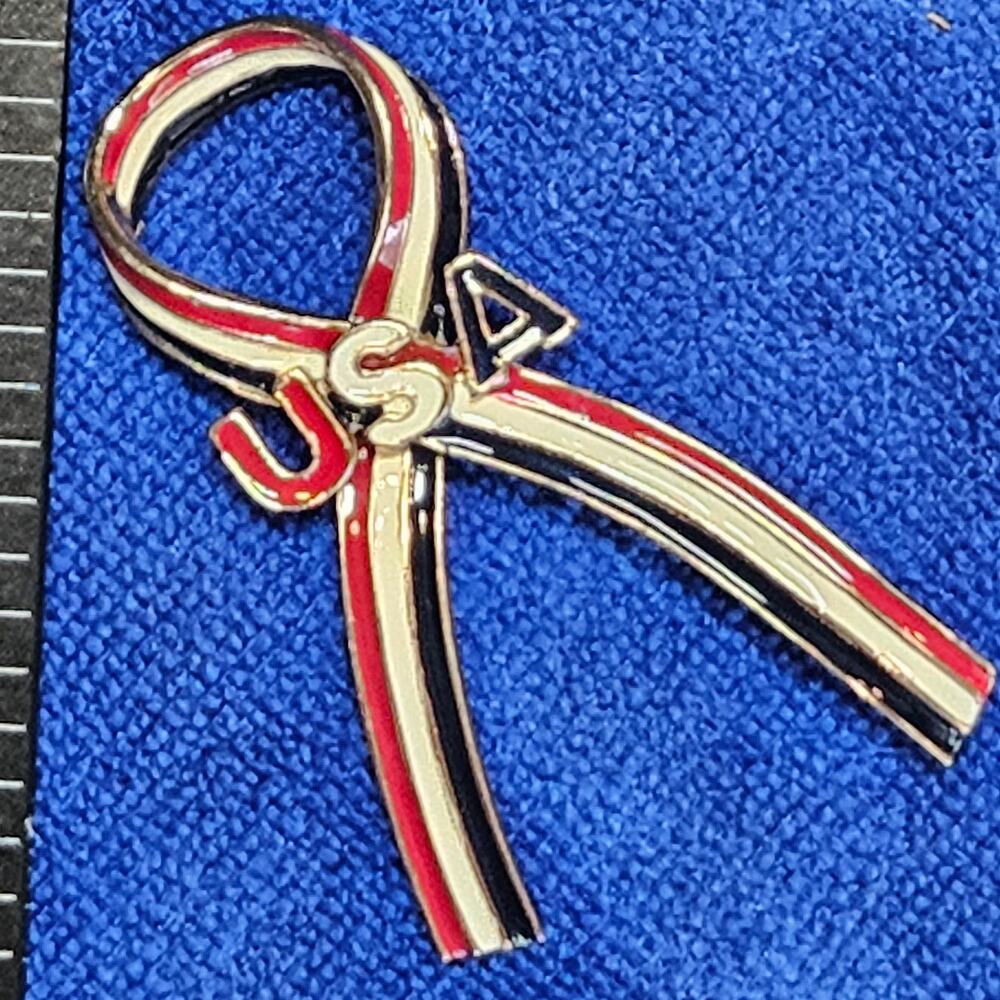 Vintage JJ Jonette Jewelry USA Patriotic Awareness Ribbon Brooch